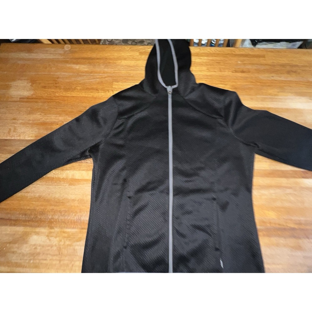 Avia Women XL Black Gray Sweat Hoodie Full Zip Pocket Athletic Running Jacket